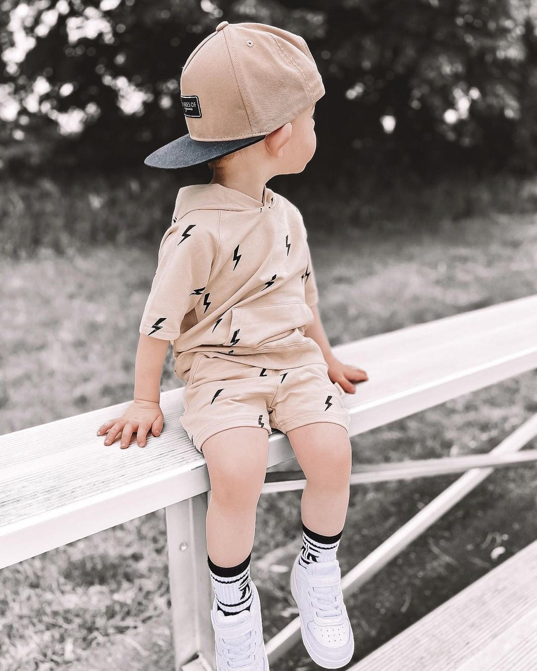 Hooded Shorts Set - Lightning Bolts