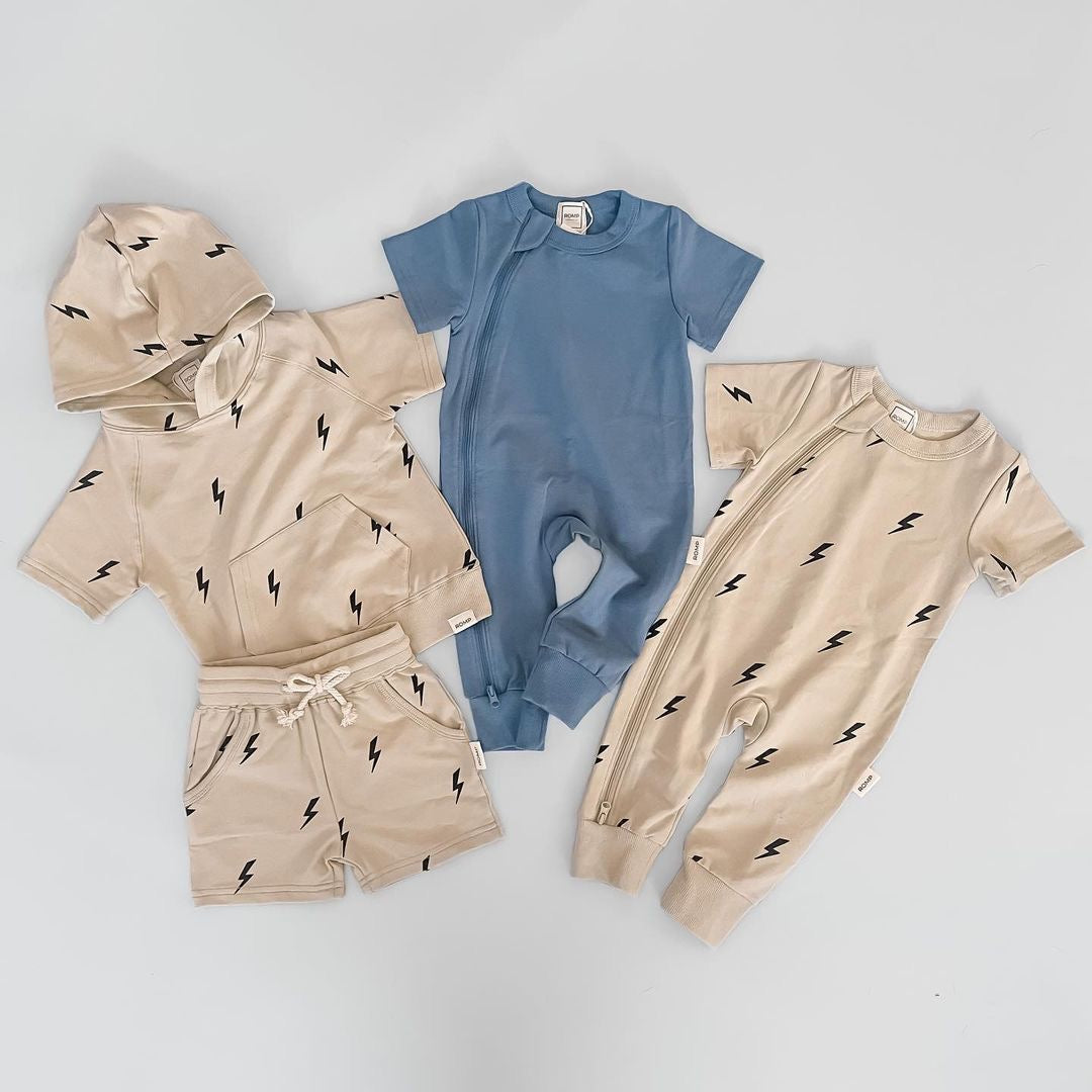 Hooded Shorts Set - Lightning Bolts