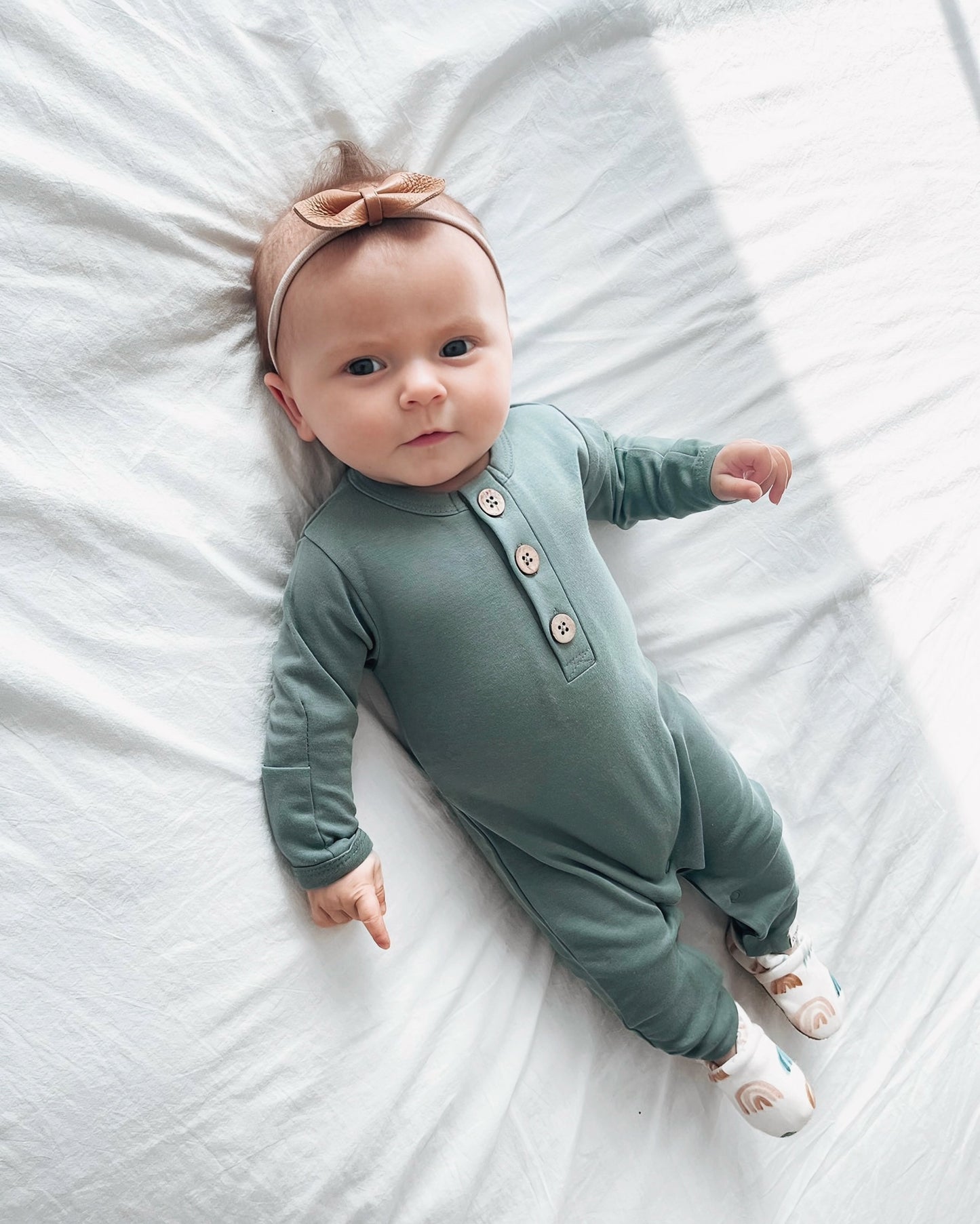 Henley Romper - Spruce