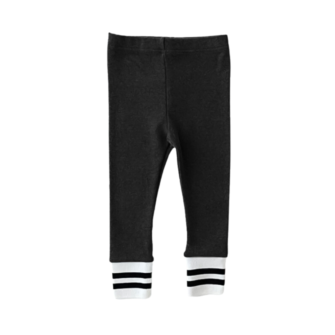Stripe Cuff Leggings - Black