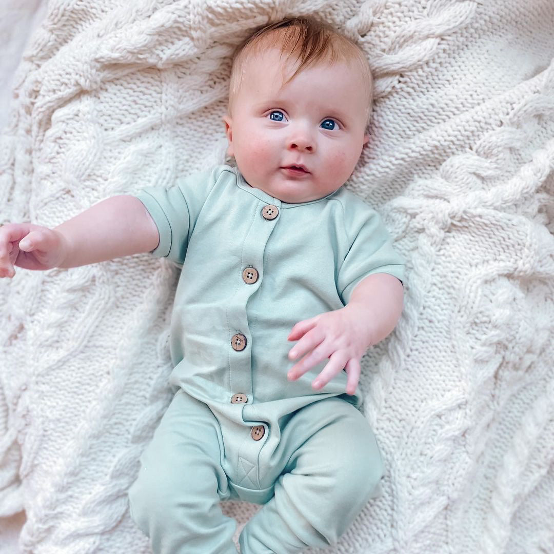Button Romper - Mist