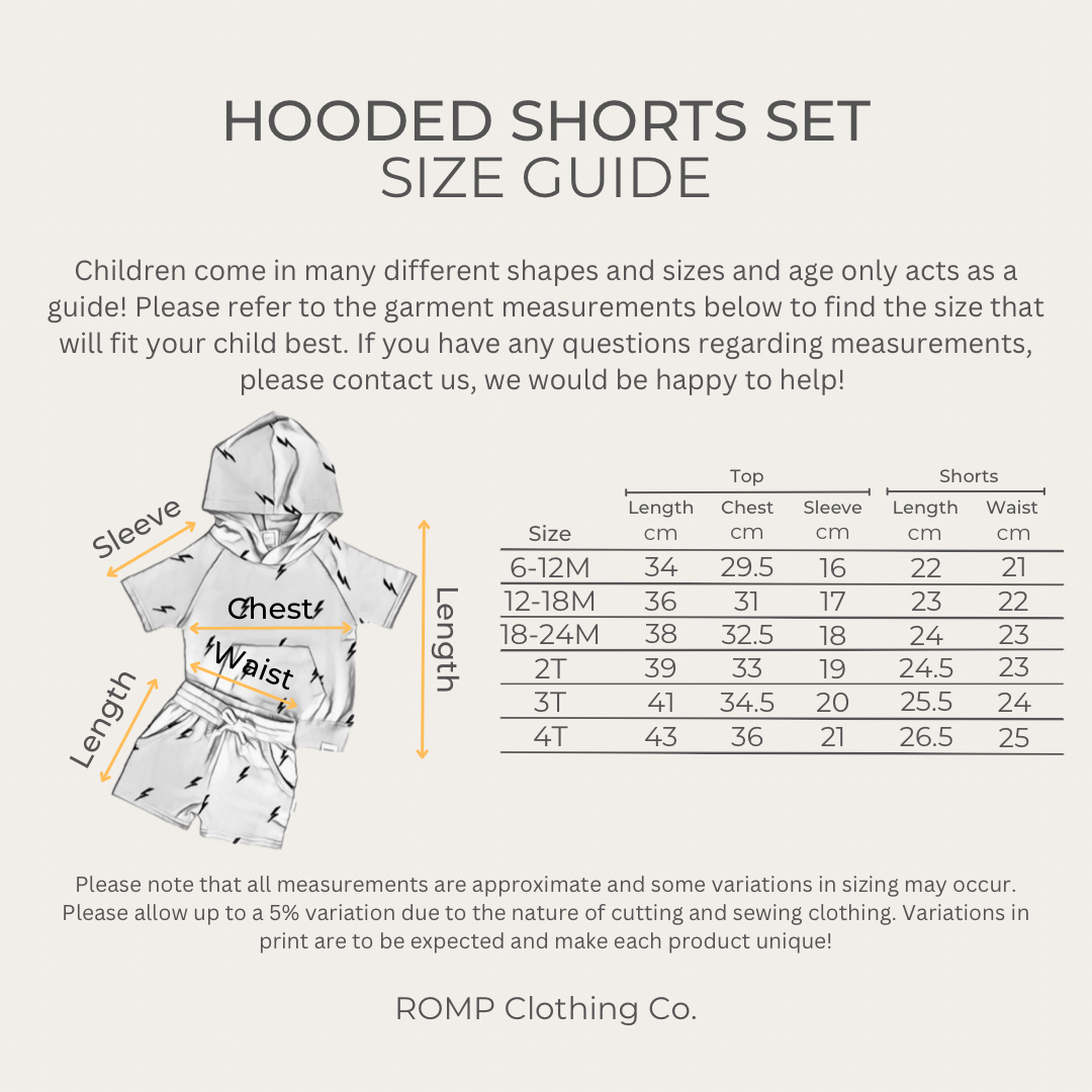 Hooded Shorts Set - Lightning Bolts