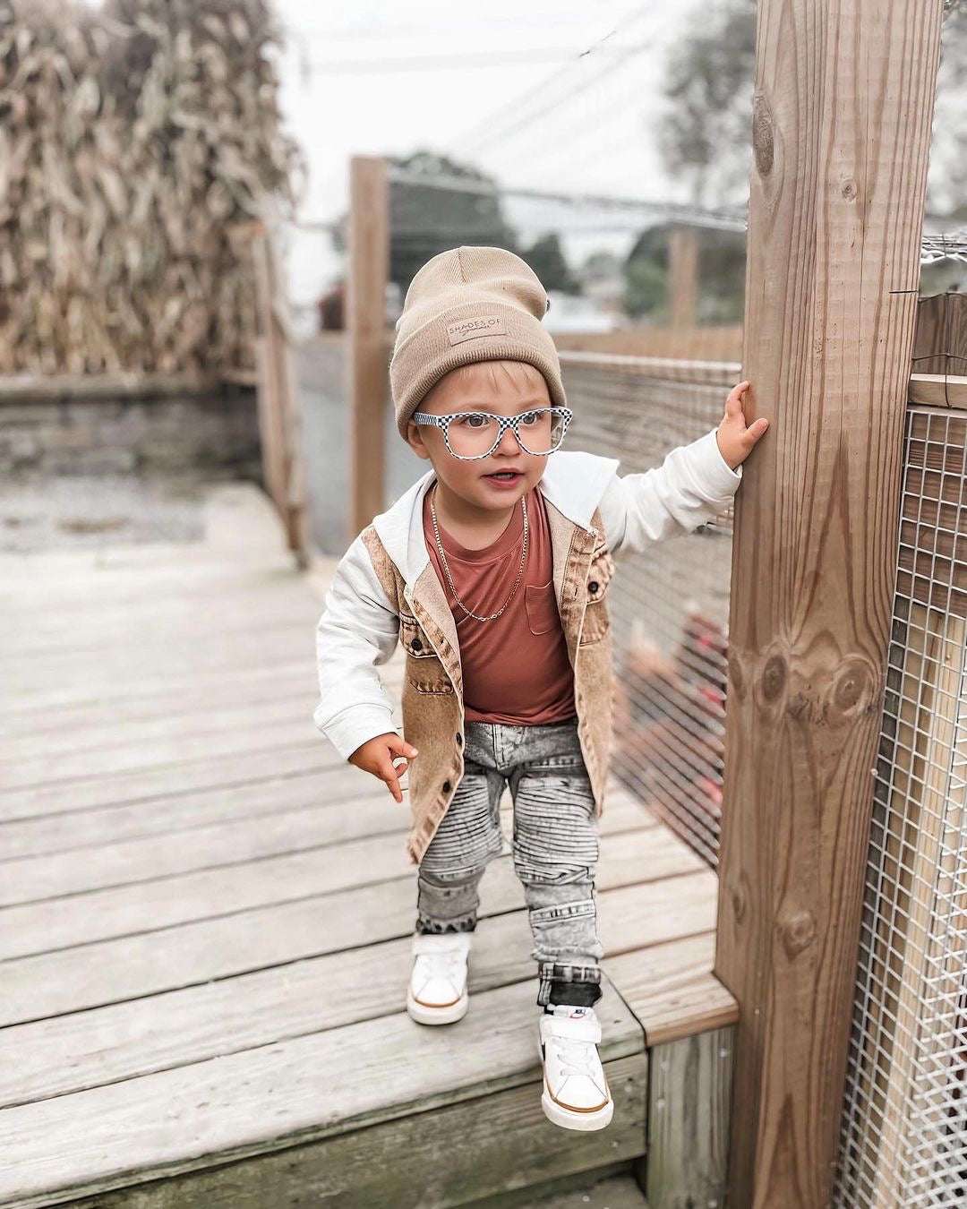 Hooded Denim Shacket - Brown