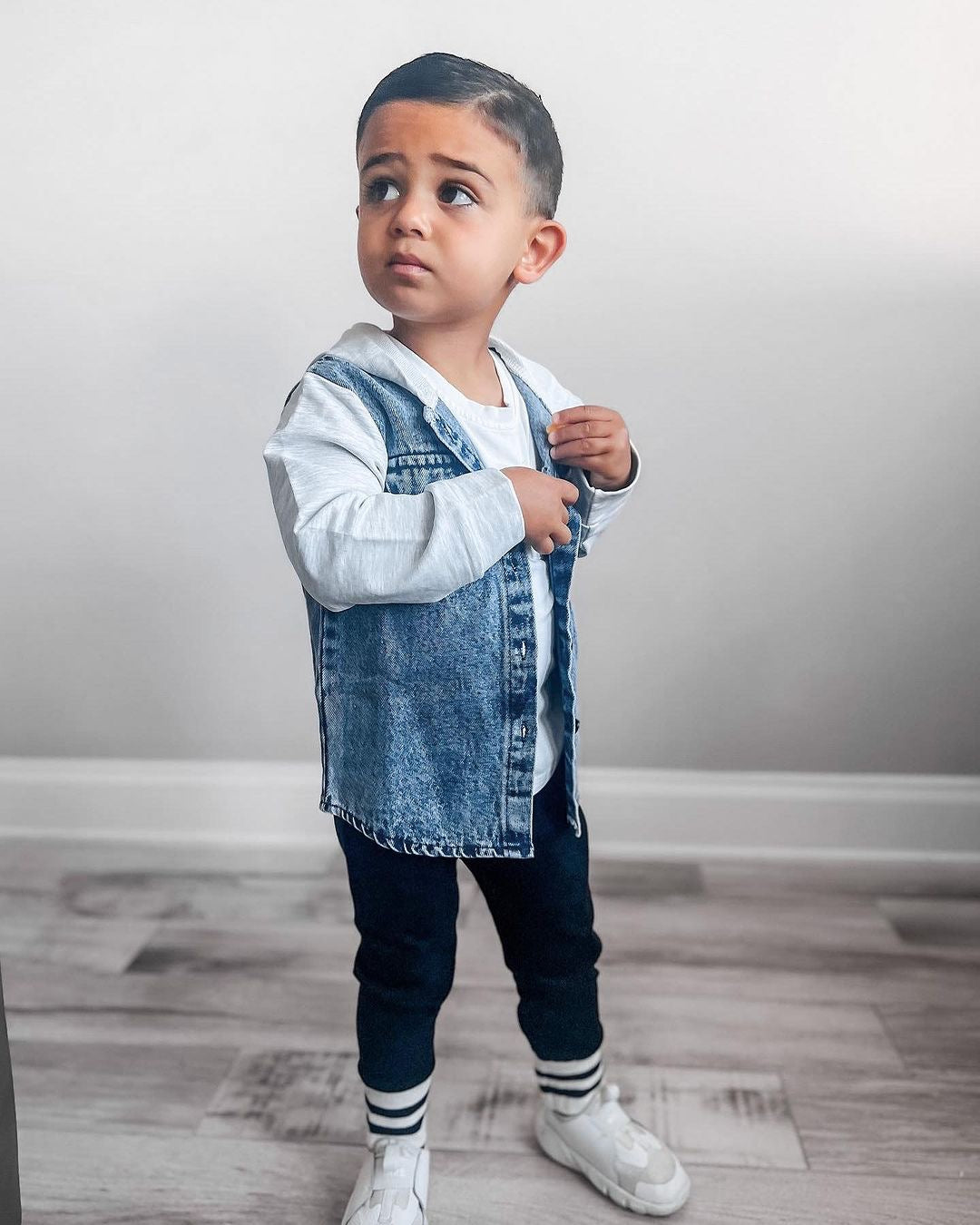 Hooded Denim Shacket - Blue