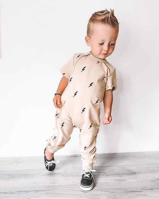 Jumpsuit - Short Sleeve - Lightning Bolts