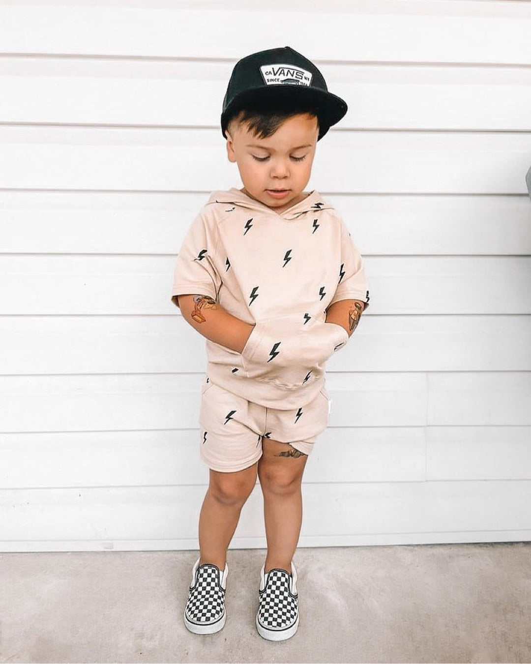 Hooded Shorts Set - Lightning Bolts