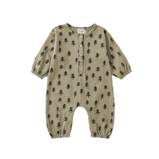 Button Jumpsuit - Trees