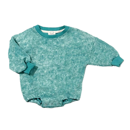 Batik Wash Sweater Romper - Teal