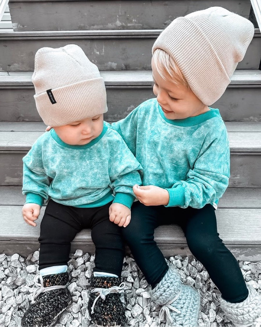 Batik Wash Crewneck Pullover - Teal