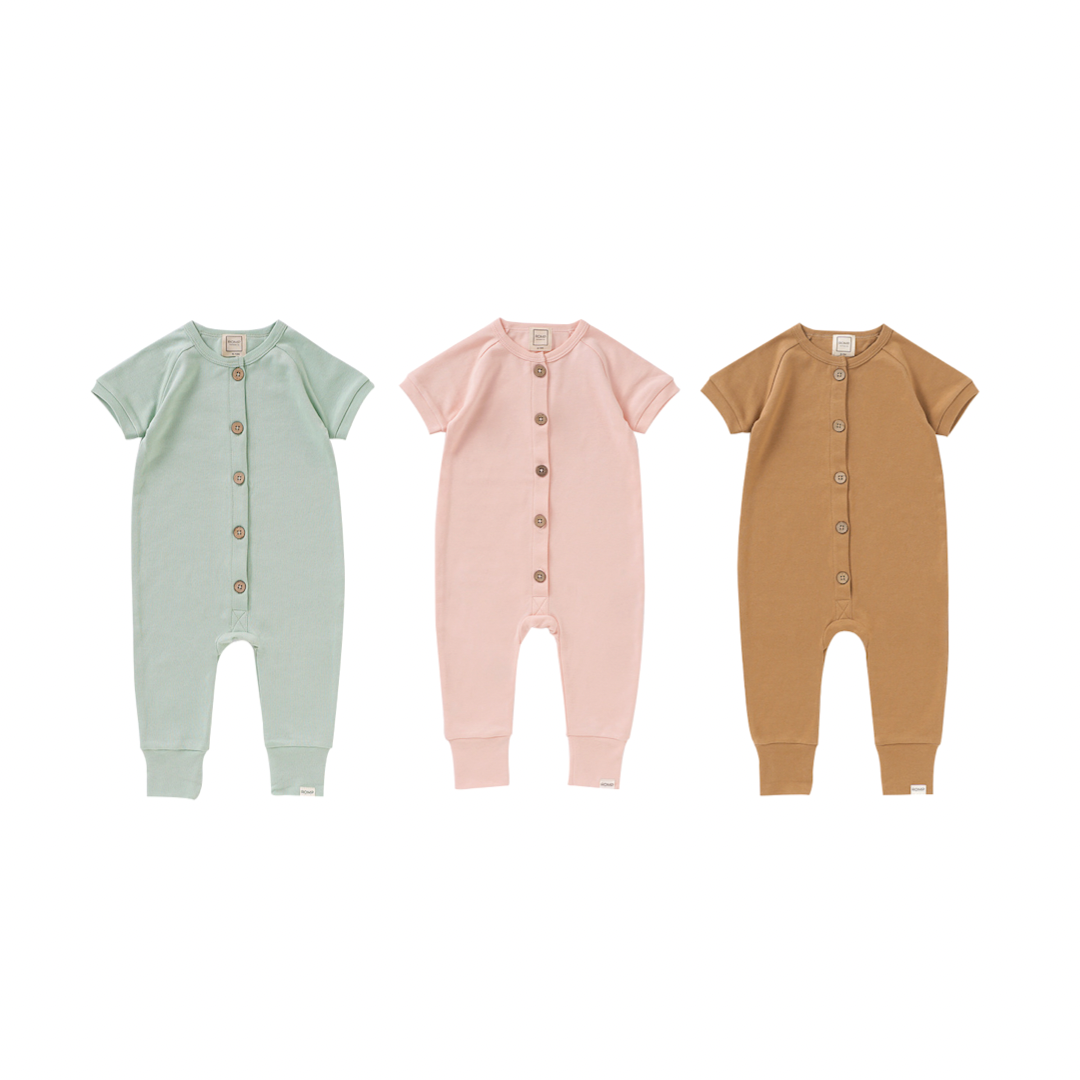 Button Romper 3-Pack - Blossom/Cedar/Mist