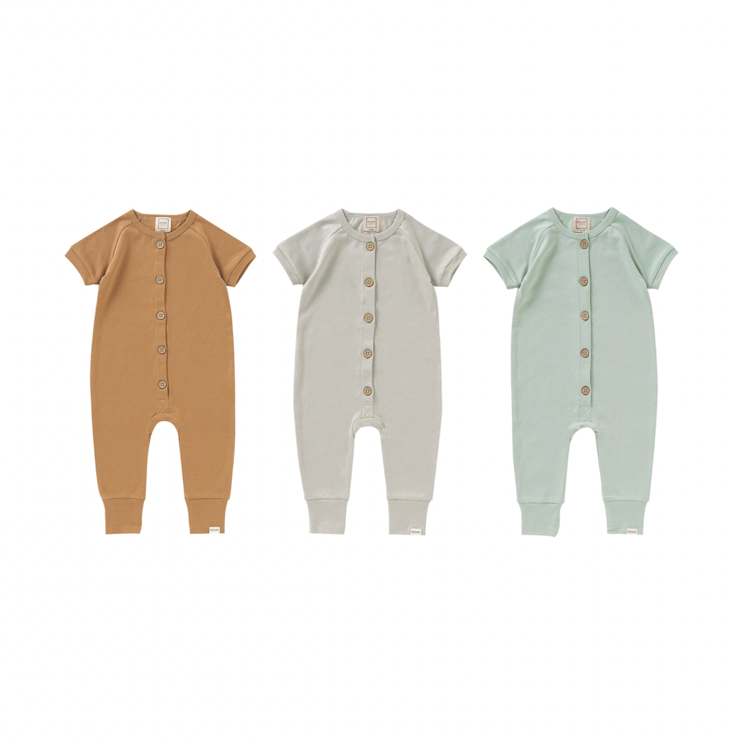 Button Romper 3-Pack - Ash/Cedar/Mist