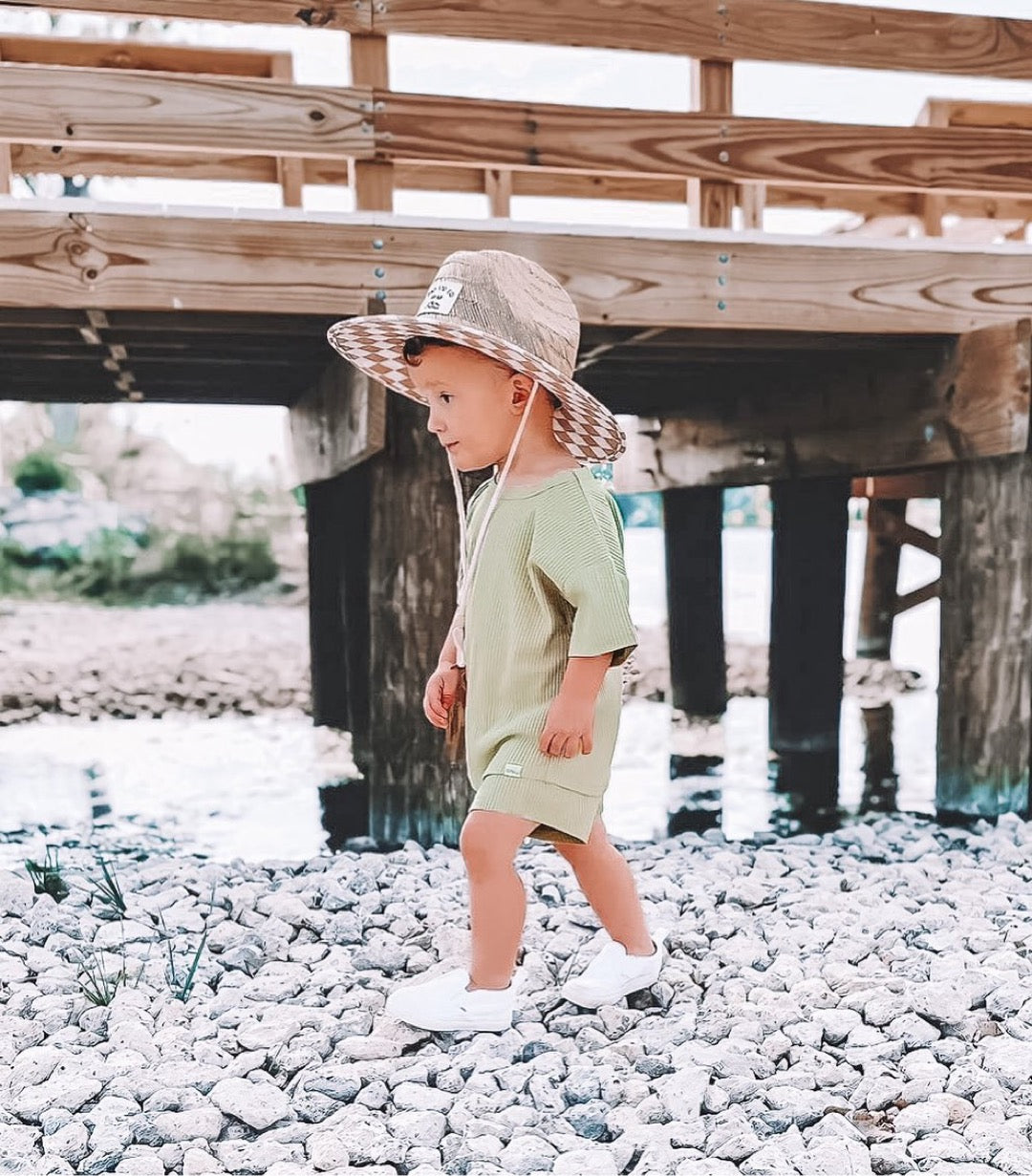 Waffle Shorts Set - Aloe