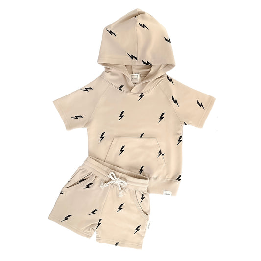 Hooded Shorts Set - Lightning Bolts