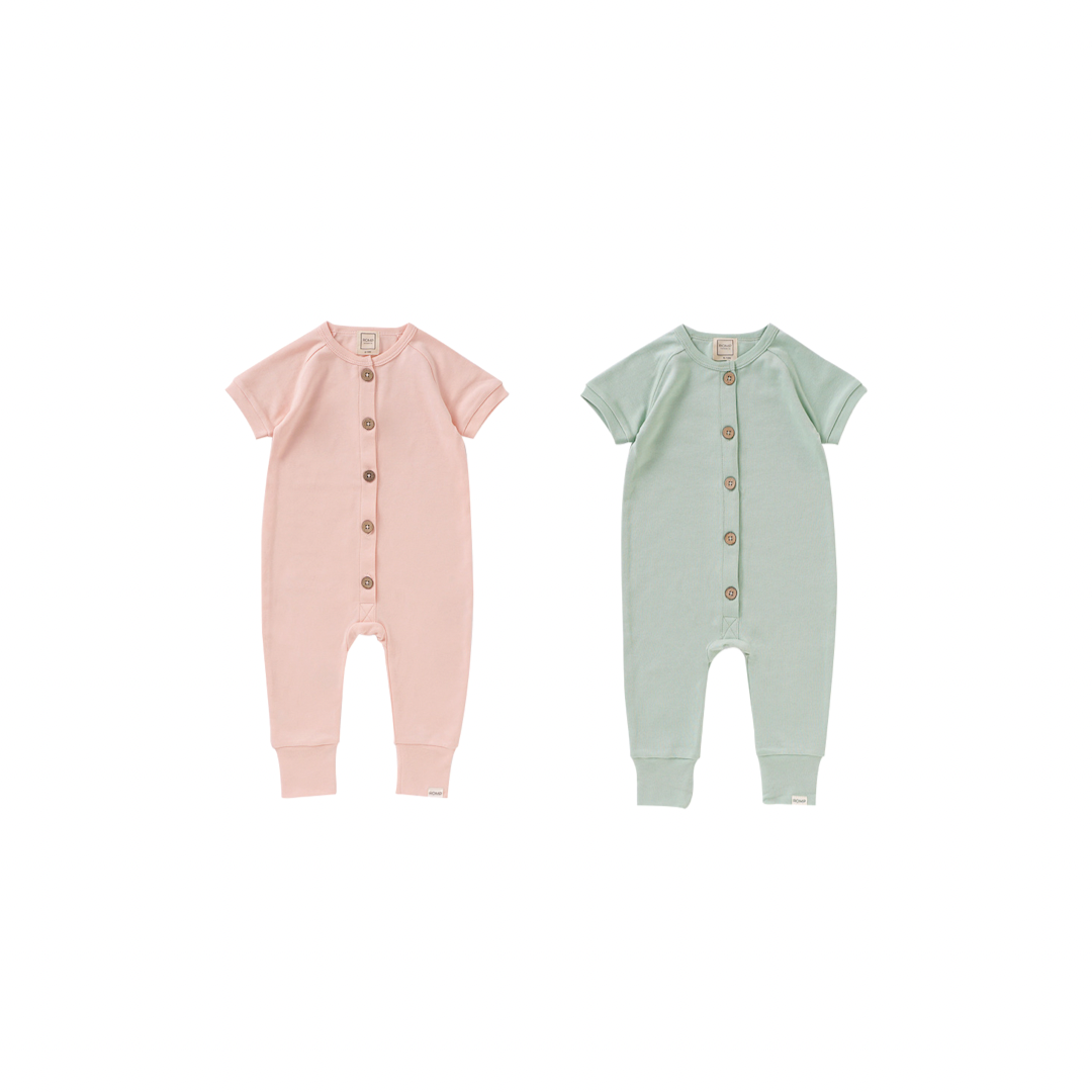 Button Romper 2-Pack - Blossom/Mist