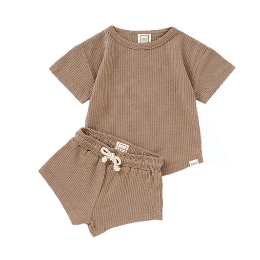 Waffle Shorts Set - Walnut