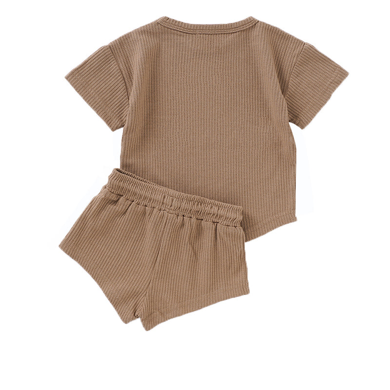 Waffle Shorts Set - Walnut