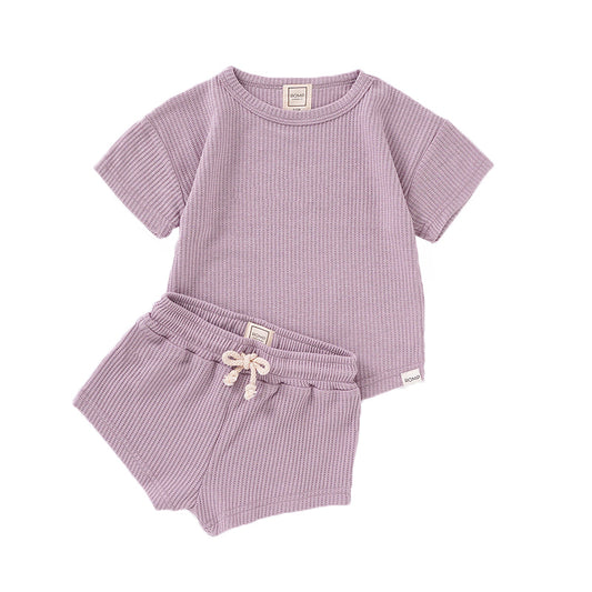 Waffle Shorts Set - Lilac