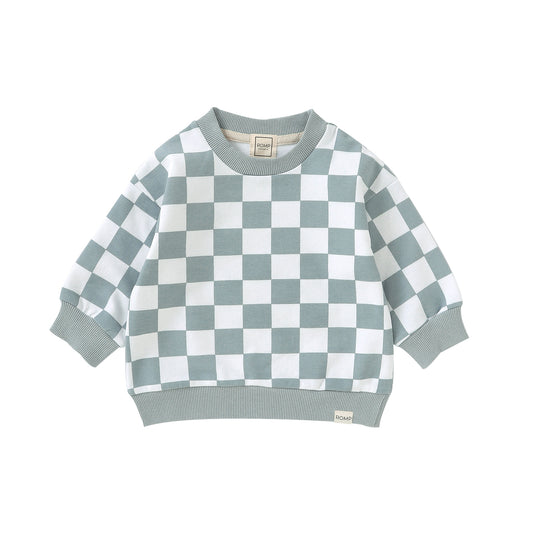 Checkered Pullover - Steel